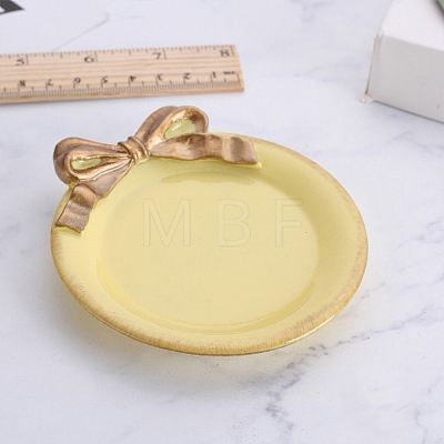 Round with Bowknot Porcelain Jewelry Plate PW-WG009F2-02-1