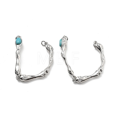 Brass Synthetic Turquoise Toggle Clasps KK-B129-19P-1