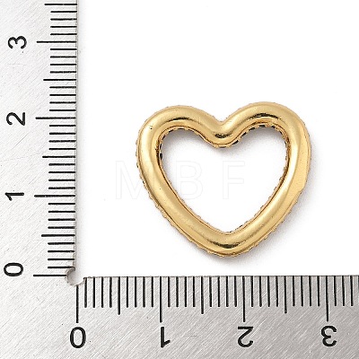 Rack Plating Brass Micro Pave Cubic Zirconia Heart Linking Rings KK-A234-005G-1