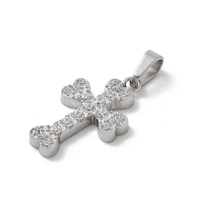 304 Stainless Steel Micro Pave Cubic Zirconia Pendants STAS-Z107-08P-08-1