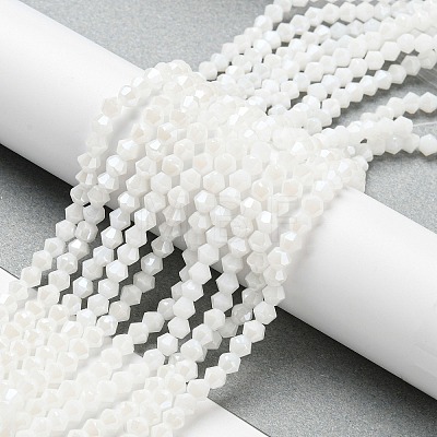 Opaque Solid Color Electroplate Glass Beads Strands GLAA-F029-P4mm-C15-1