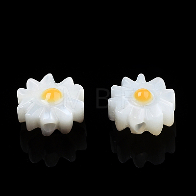 Natural White Shell Enamel Beads SSHEL-N034-124A-01-1
