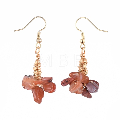 Natural Agate Clip Beads Dangle Cluster Earrings EJEW-JE03949-04-1