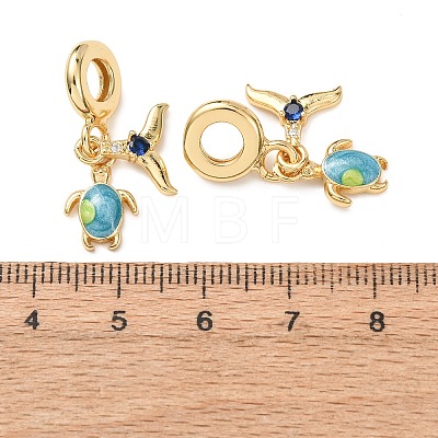 Ocean Brass Pave Cubic Zirconia European Dangle Charms KK-H278-04G-02-1