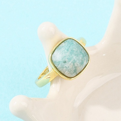 Natural Amazonite Finger Rings with Brass Findings G-H353-04G-03-1