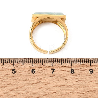 Brass with Natural Amazonite Cuff Open Rings for Women GG-CBA0B5A-04G-05-1