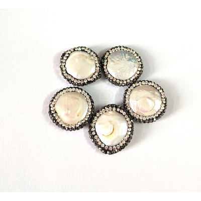 Flat Round Shell Pearl Beads BSHE-L002-08-1