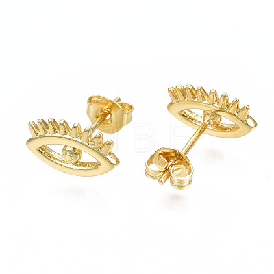 Brass Evil Eye Stud Earrings for Women EJEW-N011-50-1
