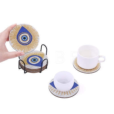 DIY 5D Diamond Painting Evil Eye Theme Cup Mat Kits PW-WG77157-01-1