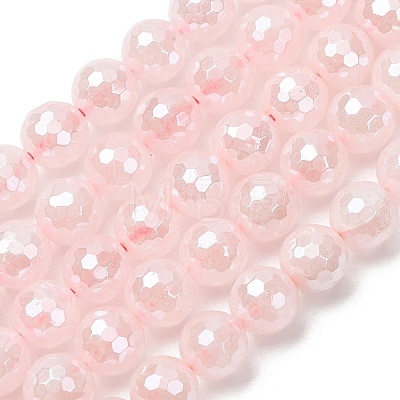 Electroplated Natural Rose Quartz Beads Strands G-B191-A04-8mm-1