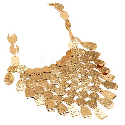 Women's Exaggerated Alloy Sequins Disc Chandelier Statement Necklaces WG21D3D-01-1