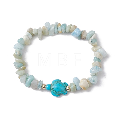 Natural Flower Amazonite Chip Beaded Stretch Bracelets BJEW-JB10689-04-1