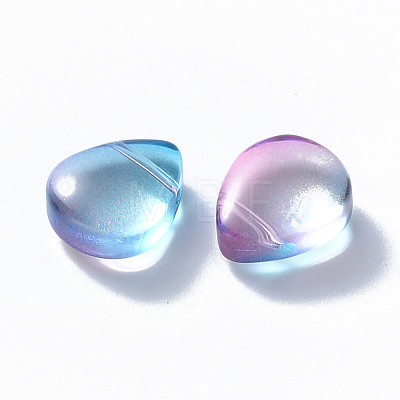 Transparent Spray Painted Glass Beads GLAA-T016-29H-1