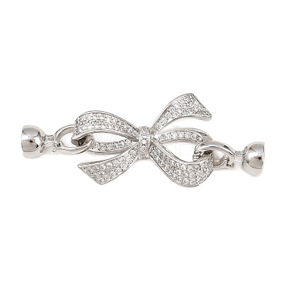 Brass Micro Pave Clear Cubic Zirconia Fold Over Clasps KK-U059-61P-1
