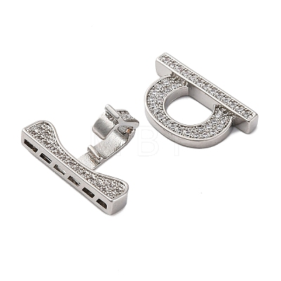 Brass Micro Pave Clear Cubic Zirconia Fold Over Clasps KK-P291-13P-1