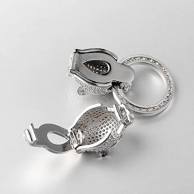 Brass Micro Pave Cubic Zirconia Fold Over Clasps ZIRC-M043-P-02-RS-1