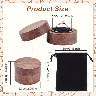 Round Wood Ring Storage Boxes CON-WH0087-59A-1
