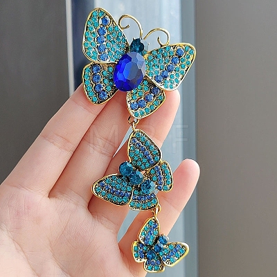 Rhinestone Triple Butterfly Brooch Pins PW-WG311BA-01-1