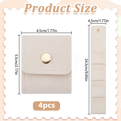 4-Pocket PU Leather Jewelry Rolls with Golden Tone Metal Snap Buttons ABAG-WH0048-69A-1