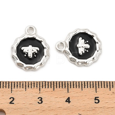 Rack Plating Alloy Black Enamel Pendants PALLOY-Q005-10P-1