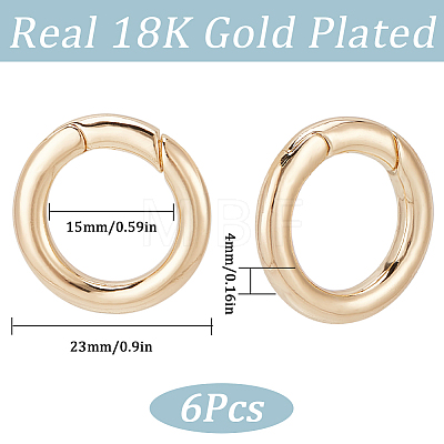 SUNNYCLUE 6Pcs Brass Spring Gate Rings KK-SC0004-72-1