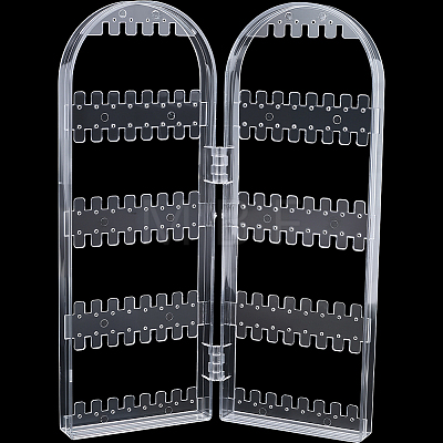 PS Plastic Earring Display Folding Screen Stands with 2 Folding Panels ODIS-WH0043-142B-02-1
