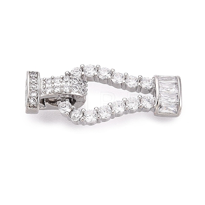 Brass Micro Pave Clear Cubic Zirconia Fold Over Clasps KK-Q074-17P-1