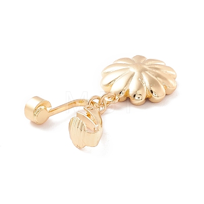 Flower Rhinestone Charm Belly Ring LS-AJEW-F057-19G-1