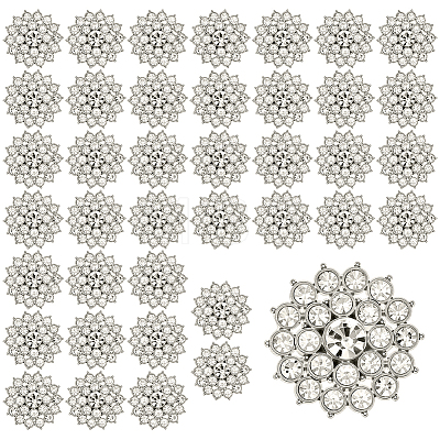 40Pcs Alloy Rhinestone Shank Buttons BUTT-ME0001-28S-1