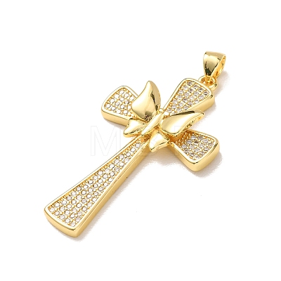 Brass Micro Pave Clear Cubic Zirconia Pendants KK-P352-02C-G-1