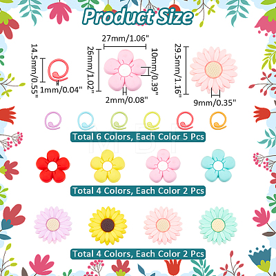  Flower Silicone Knitting Needle Point Protectors SIL-NB0001-39-1