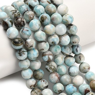 Natural Larimar Beads Strands G-L642-B19-8mm-1
