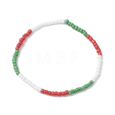 3Pcs 3 Styles Christmas Glass Seed Beaded Stretch Bracelet Sets BJEW-JB10472-1