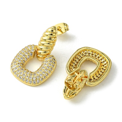 Brass with Cubic Zirconia Dangle Stud Earrings EJEW-K267-06G-1