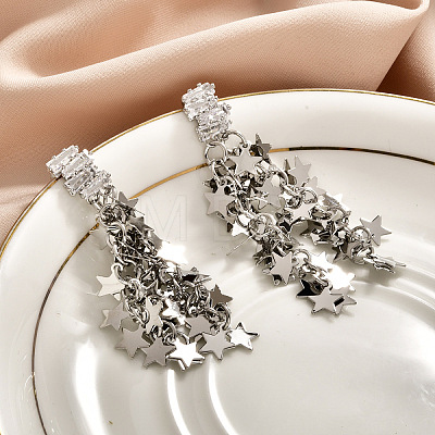 Brass Pave Cubic Zirconia Stud Earrings for Women FS-WG60684-02-1