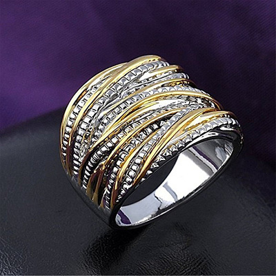 Criss Cross Alloy Crystal Rhinestone Wide Finger Rings FS-WGCE8BA-02-1