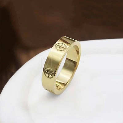 Cross Pattern 201 Stainless Steel Finger Rings FS-WG329CB-07-1