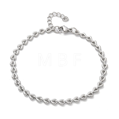 304 Stainless Steel Triangle Link Chain Bracelets for Women BJEW-F488-23P-1