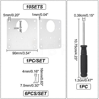 Unicraftale 10 Sets 430 Stainless Steel Mounting Plate AJEW-UN0001-33-1