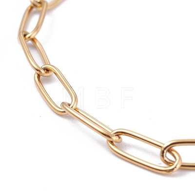 Vacuum Plating 304 Stainless Steel Paperclip Chain Bracelets BJEW-I295-15G-1