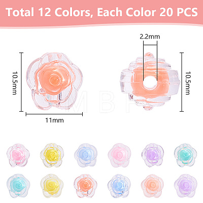   240Pcs 12 Colors Transparent Acrylic Beads MACR-PH0001-75-1