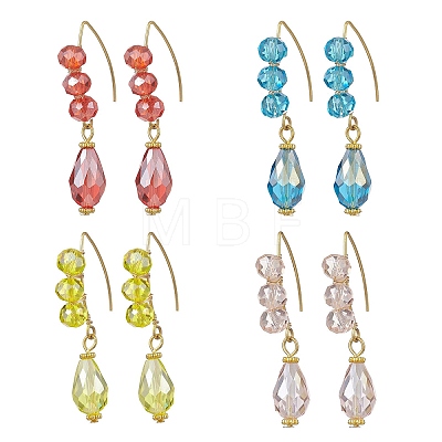 Teardrop Electroplate Glass Dangle Earrings EJEW-JE06797-1