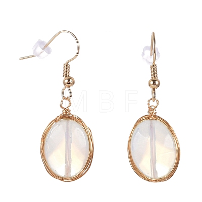Wire Wrapped Opalite Dangle Earrings EJEW-JE04283-01-1