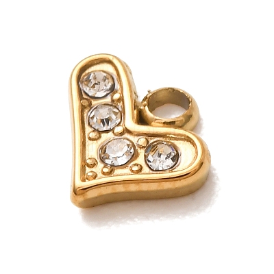 304 Stainless Steel Micro Pave Clear Cubic Zirconia Charms CU-CBAB6EC-06G-1