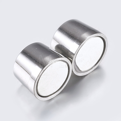 304 Stainless Steel Magnetic Clasps with Glue-in Ends STAS-F132-03P-1