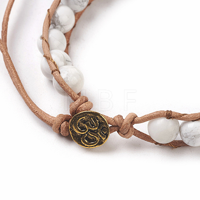 Natural Howlite Cord Beaded Bracelets BJEW-E351-02A-1