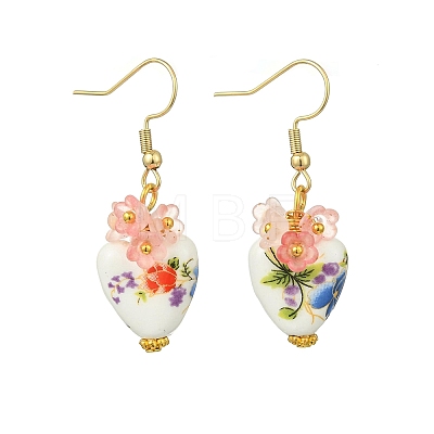 Handmade Porcelain & Acrylic Beads Dangle Earrings for Women EJEW-JE07329-1