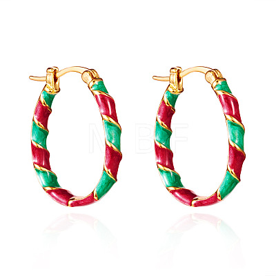 Christmas Alloy Enamel Twist Hoop Earrings FS-WG4C0CB-05-1