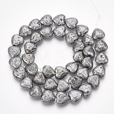 Electroplated Natural Lava Rock Beads Strands G-T126-10B-1