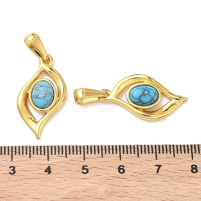 304 Stainless Steel with Synthetic Turquoise Pendants STAS-L309-21I-G-1